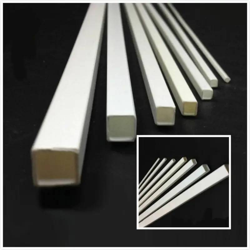 5PCS 3-10mm Plastic  White Square Tube  ABS Hollow Square Pipe 25cm Length for Building Model Accessories