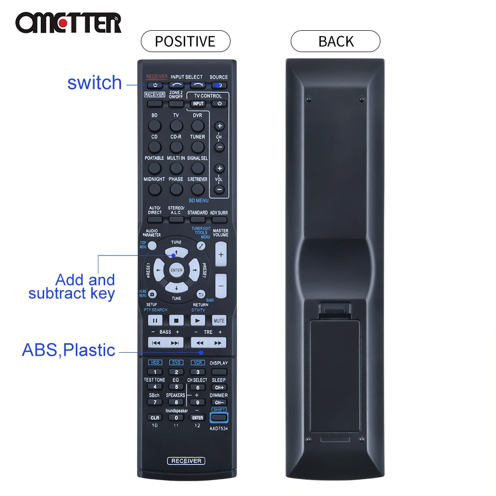 AXD7534 for Pioneer Remote Control AV Receiver Home Theater AXD7568 VSX-516 VSX-918V VSX-829H VSX-519V VSX-520K VSX-417 VSX-515