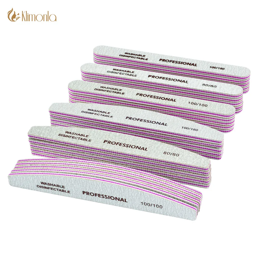 3/5/10Pcs Nail File Gray Professional Sanding Files 80/100/180 Double Side Pedicure Tools For UV Gel Salon Manicure Washable