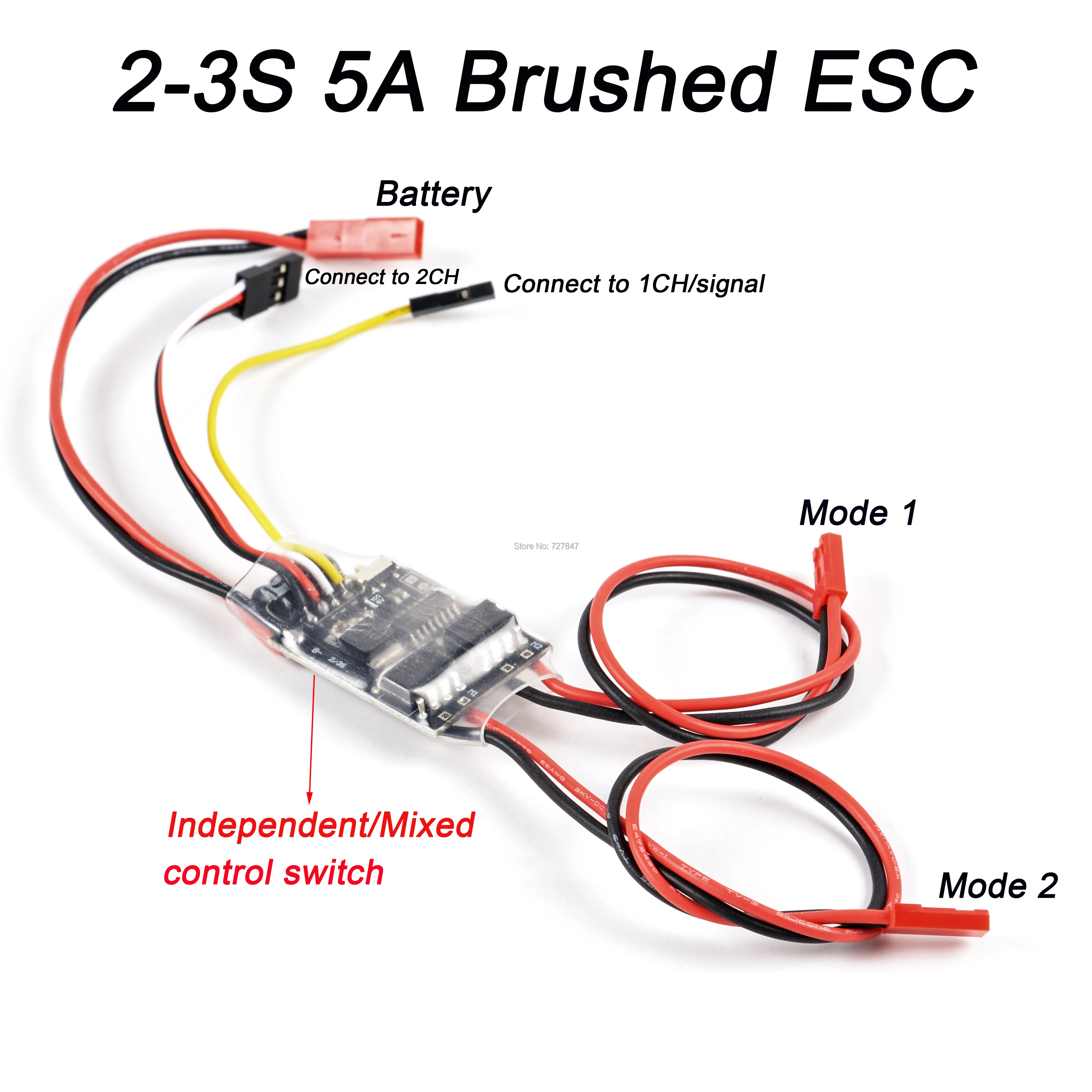 Dual Way Bidirectional 5a Esc Speed Control Brushed Esc Lipo 2s-3s For Rc Model Boat / Tank 130 180 Brushed Motor Spare Parts