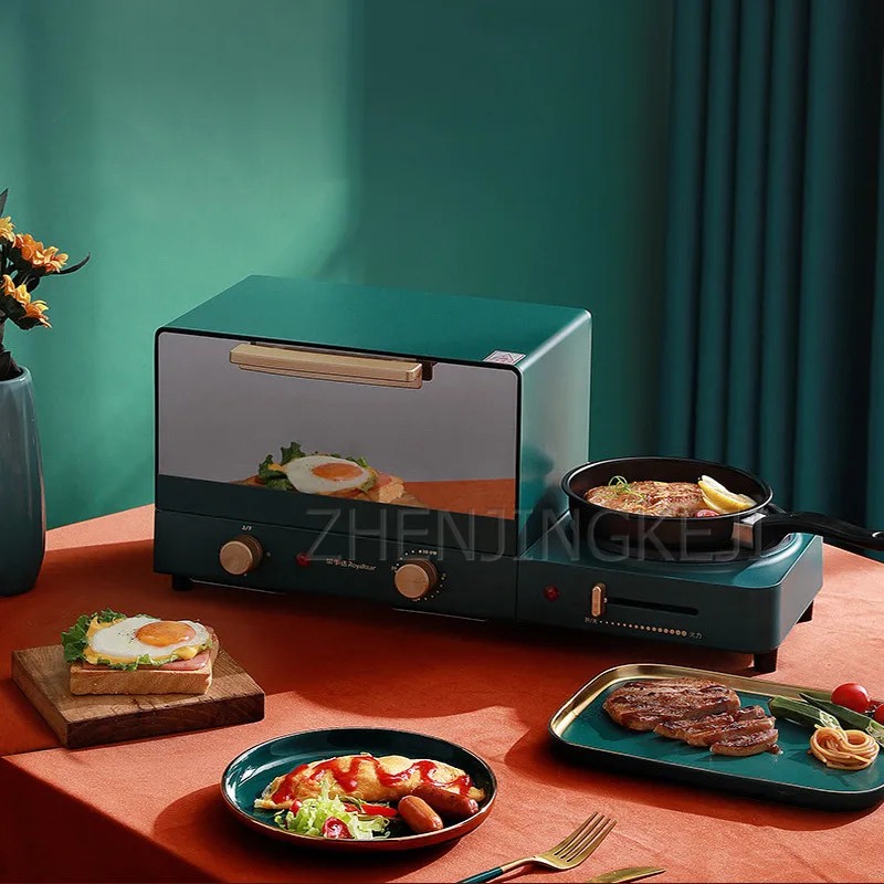 ماكينة فطور منزلية صغيرة ، فرن كهربائي ، متعددة الوظائف ، وعاء من الفولاذ المقاوم للصدأ ، طباخ كهربائي ، مشوي ، نخب ، 4 في 1 ، 220 فولت