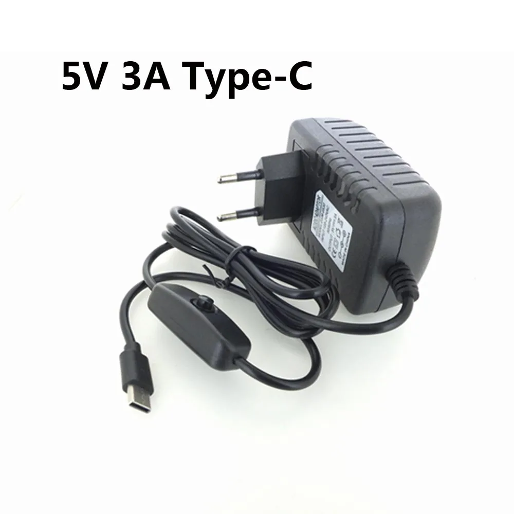 Raspberry Pi 4 Power Supply 5V 3A Type-C Power Adapter with ON/OFF Switch EU US AU UK USB-C Charger for Raspberry Pi 4 Model B
