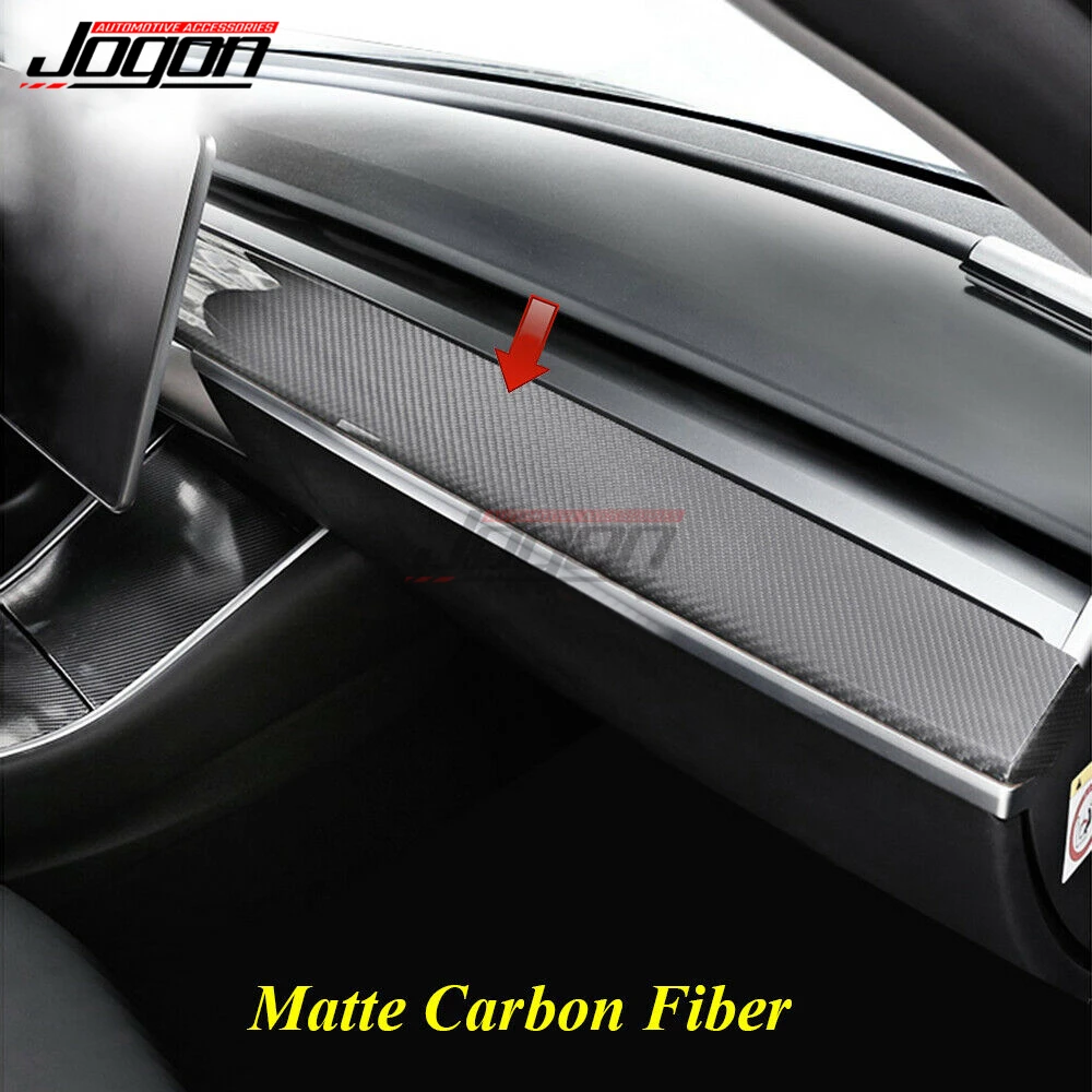 Dry Carbon Fiber For Tesla Model 3 2017 2018 2019 Car Interior Central Control Dashboard Panel Cover Sticker Trim Decoration