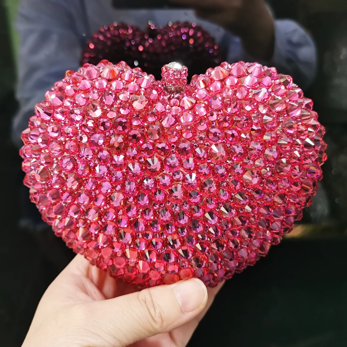 Deluxe Crystal Clutch bags Red Heart Clutch Evening Bag Coeur