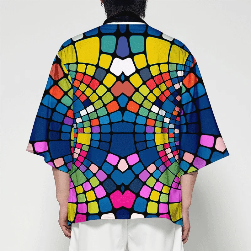 

Fashion Geometric Patterns Beach Japanese Style Kimono Streetwear Men Women Cardigan Haori Yukata Tops Robe Clothes