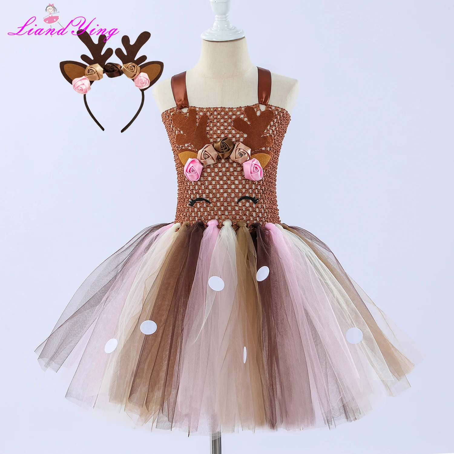 

Christmas Deer Costume for Baby Girls Tutu Dress Reindeer Kids Animal Birthday Outfit Children Halloween Costumes Girl Clothes