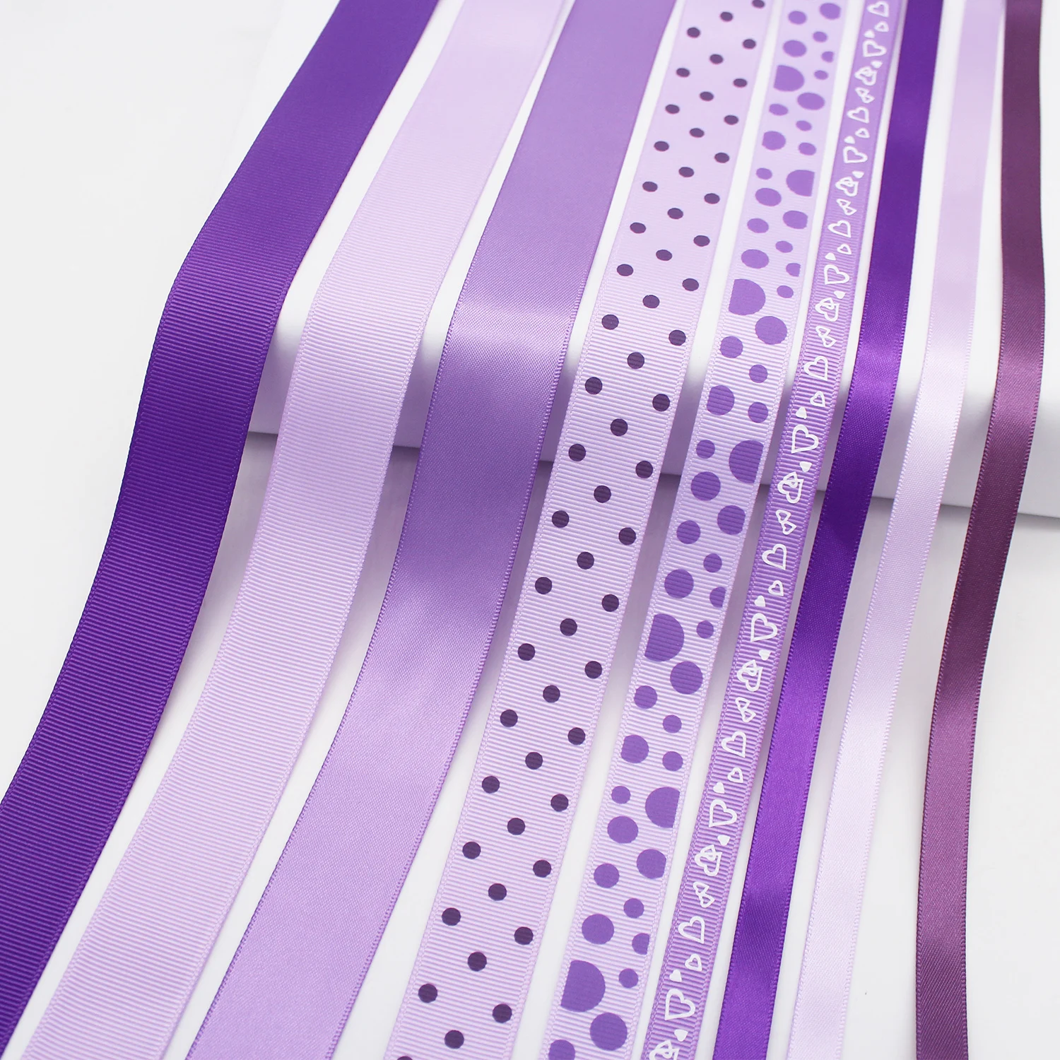 5 Meter/Lot Purple Series Ribbons Solid Color Grosgrain Ribbon Satin Ribbon Print Dots Tapes For Handmade Crafts DIY Accessories