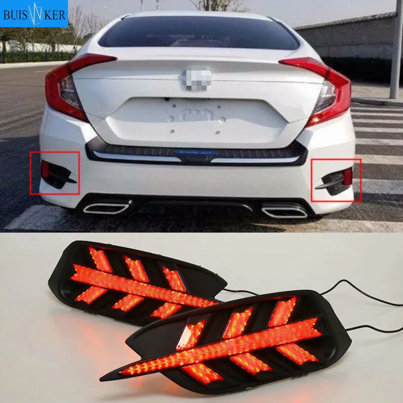 

1Pair LED DRL Rear Bumper tail light fog lamp Brake Lights Signal lamp DRL reflector For Honda Civic 2016 2017 2018