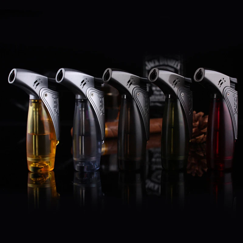 Butane Jet Torch Lighter Plastic Windproof Cigar Lighter Gas Fuel visible