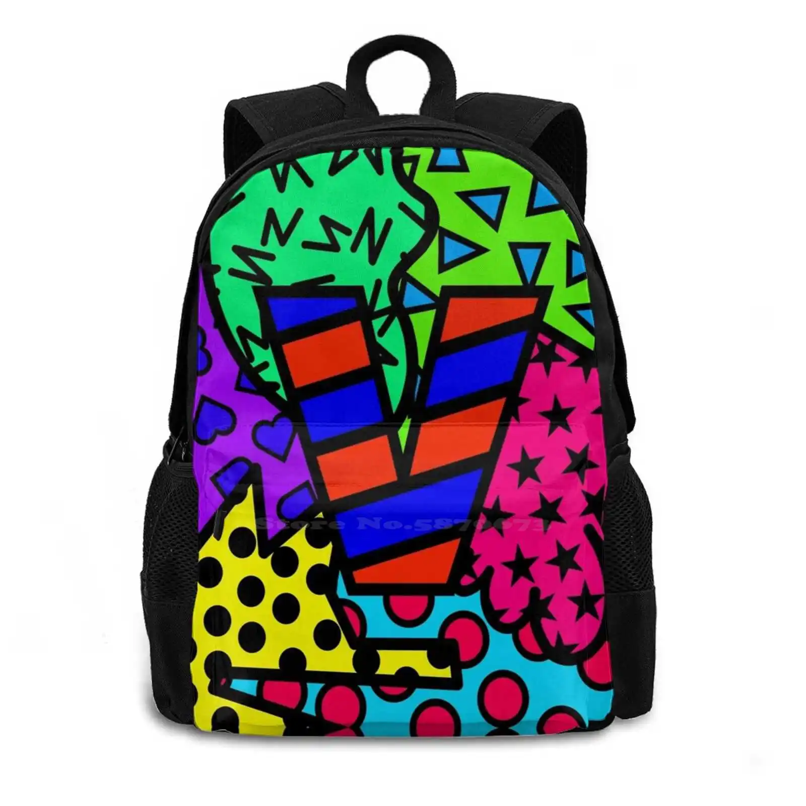 Alphabet Series-Letter V Teen College Student Backpack Laptop Travel Bags Jocelyn Sperduto Romero Colorful Color Colors