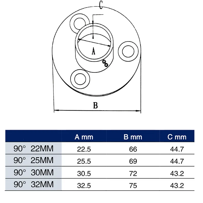 316 Stainless Steel 90 Degree Round Pipe Seat Flange Yacht Accessories Marine Hardware Awning Railing Handrail Fixed Base