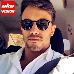 AKA VISION-Gafas De Sol redondas para Hombre y mujer, lentes Retro De marca De lujo, UV400, 2023