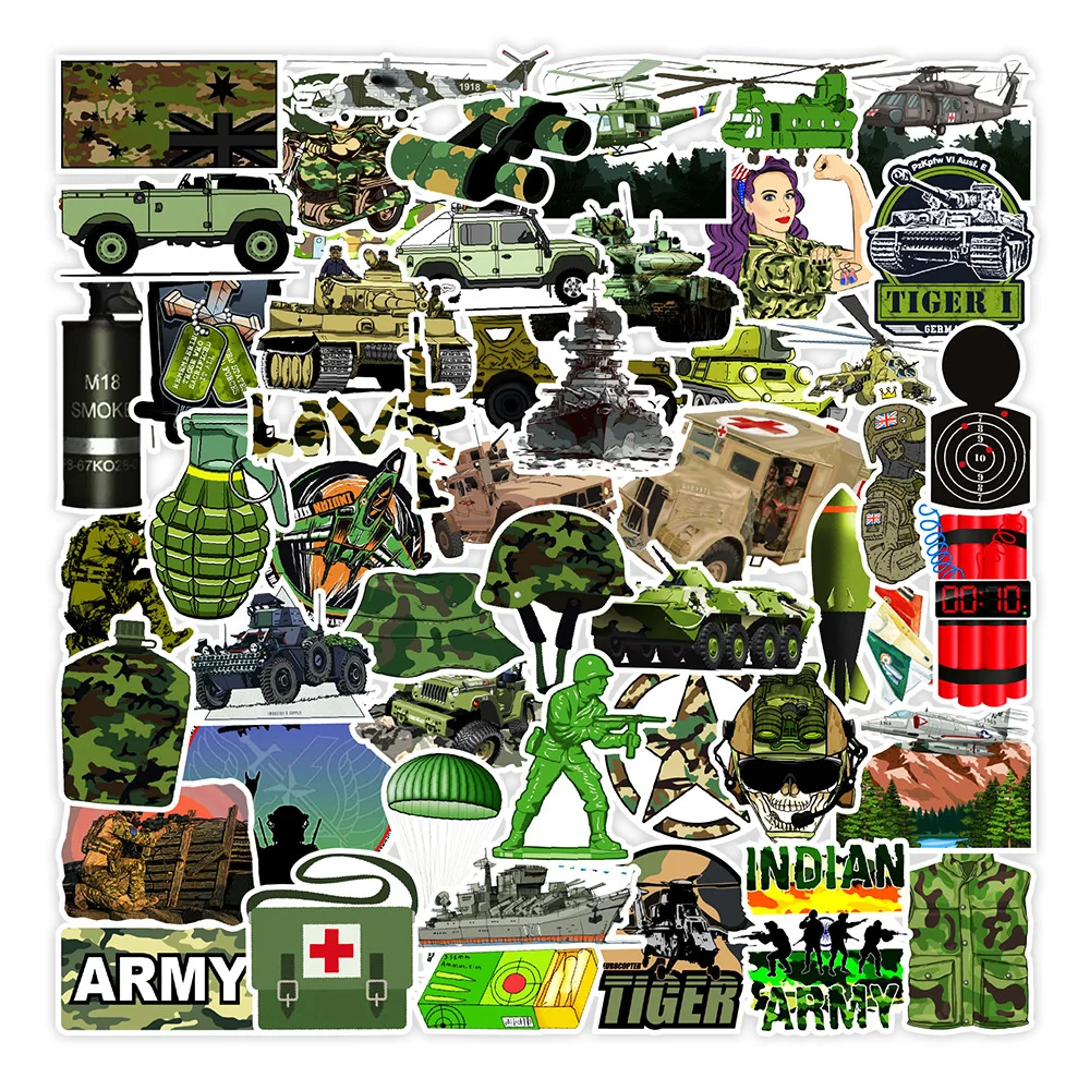 50pcs Military Fan Stickers For Notebooks Stationery Laptop Kscraft Special Forces Sticker Craft Supplies Scrapbooking Material