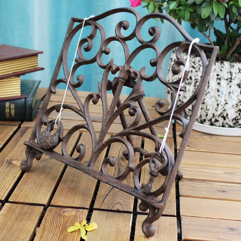 Rustic Vintage Shabby Retro Wrought Iron Metal Cookbook Holder Stand Display