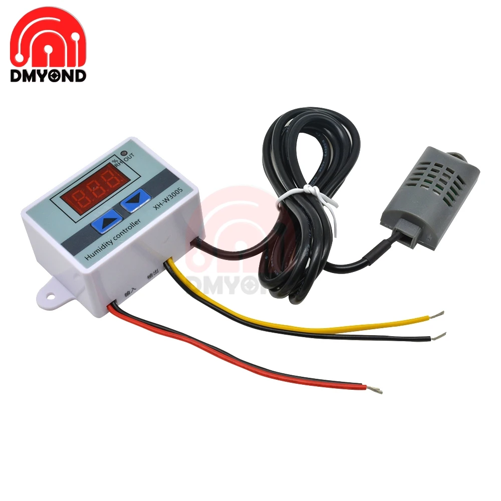 Imagem -02 - Controlador de Umidade Digital Sensor de Umidade Sonda Interruptor Regulador Higrómetro Controlador de Umidade Xh-w3005 12v 24v 220v