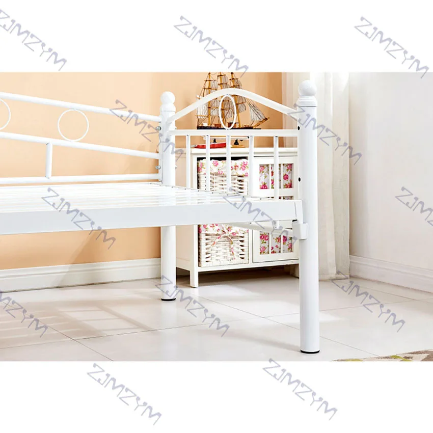 Iron Bed 170ร60/70/80/90CM Single Simple Lunch Nap Dormitory Bedroom Teenage Children Adult Bed Frame With Guardrail Mattress