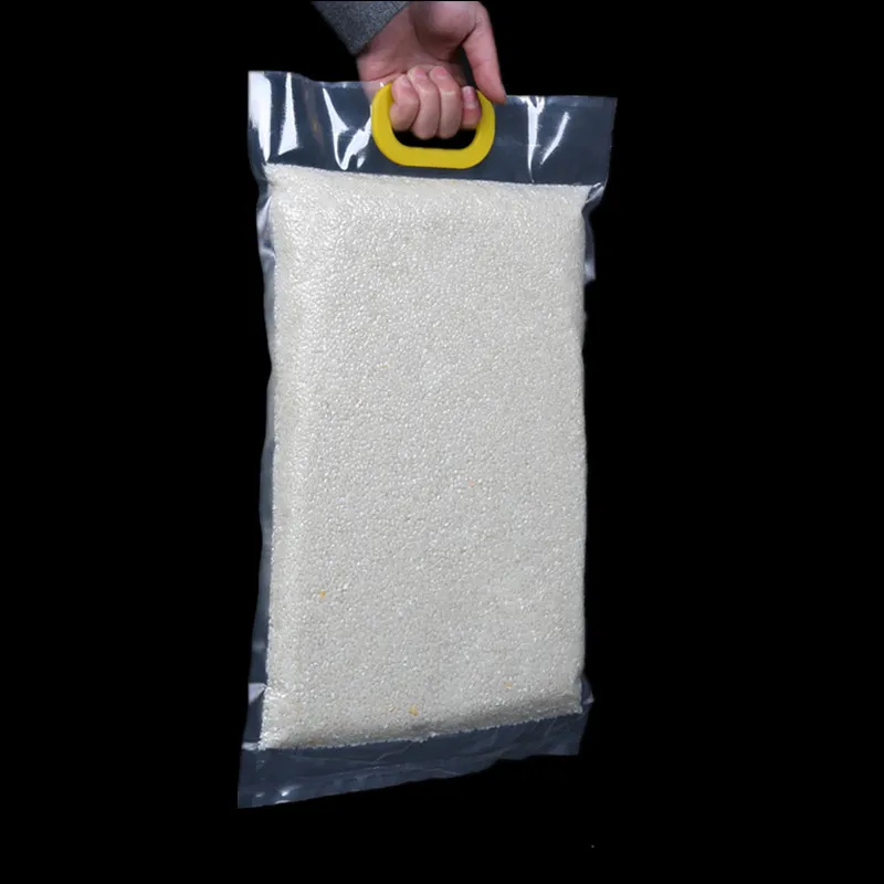 10pcs 5kg 10kg rice vacuum packaging bags grain soybean food large transparent plastic bags with handle thickness 30 wire