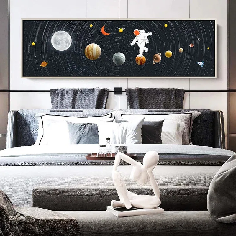 Astronaut Space Walking Canvas Painting Abstract Solar System Planets Wall Art Posters and Prints Nordic Living Room Home Decor