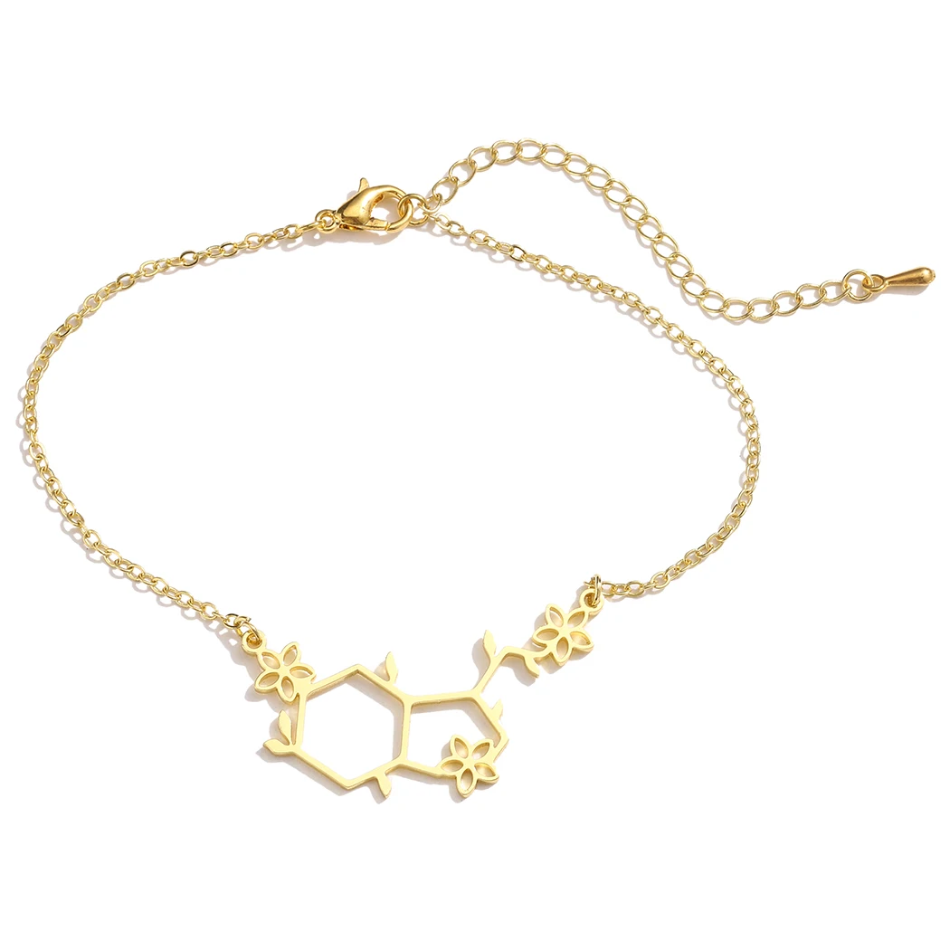 CHENGXUN Serotonin Molecule Chain Bracelet for Girls Women Chemistry Charm Bracelet Romantic Jewelry Fashion