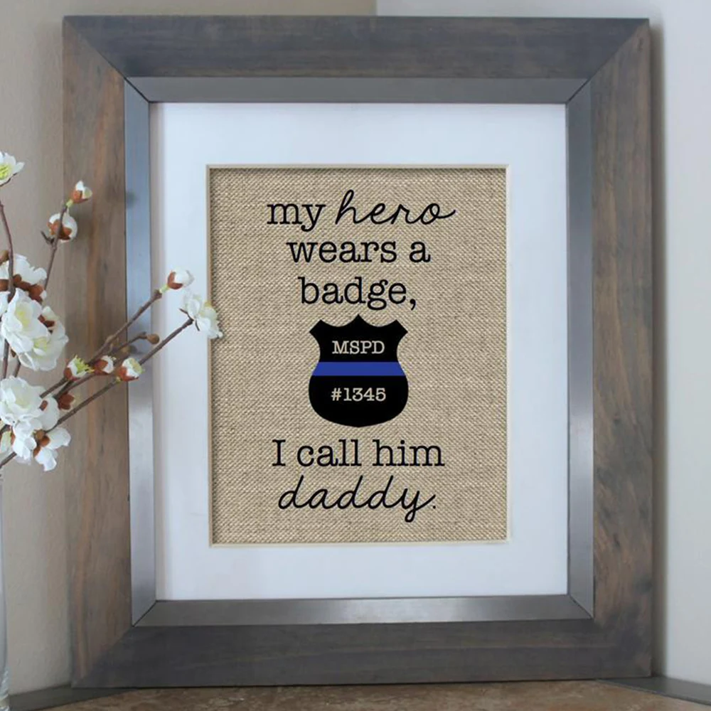 Burlap Gift Fathers Day Gifts Thin Blue Line Gift for Dad from Kids Fathers Day Gift for Dad or Mom Birthday Gift for Dad