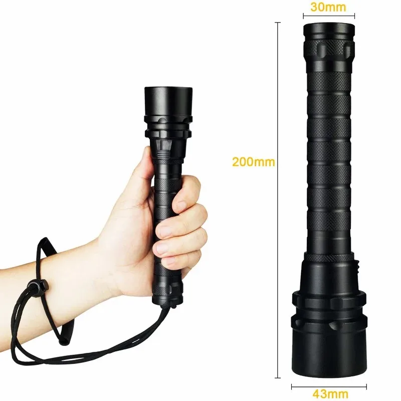 D2 Tauchen Taschenlampe Sicherheit Tauchen Licht Taschenlampe T6 Unterwasser Scuba Taschenlampen 100M für Unter Wasser Sport Outdoor Radfahren angeln