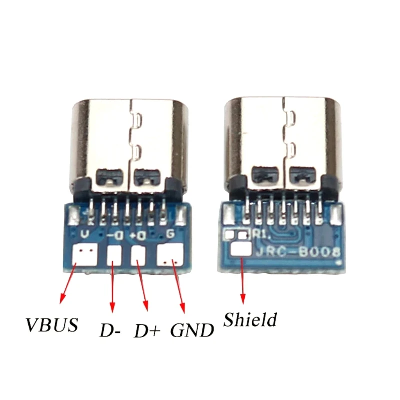 5 Pcs USB Type-C USB-C 14 pin Connector Breakout P-CB Board (female) Metal