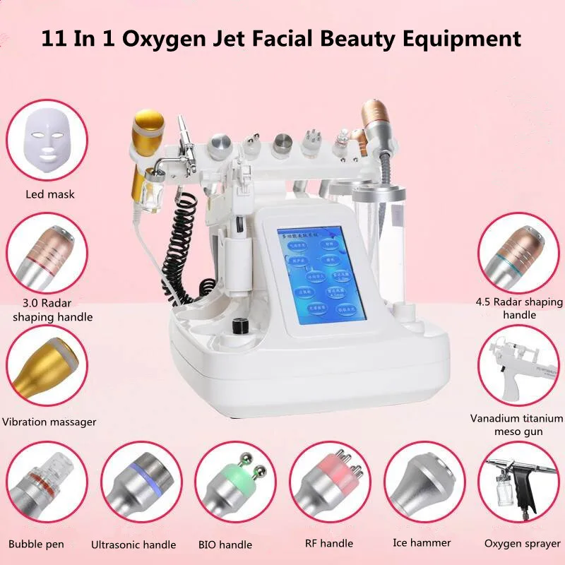 2020 Hot! 11 In 1 Vacuum Face Pore Cleanser Massage Hydra Aqua Peeling Water Oxygen Jet Skin Lifting Facial Beauty Machine