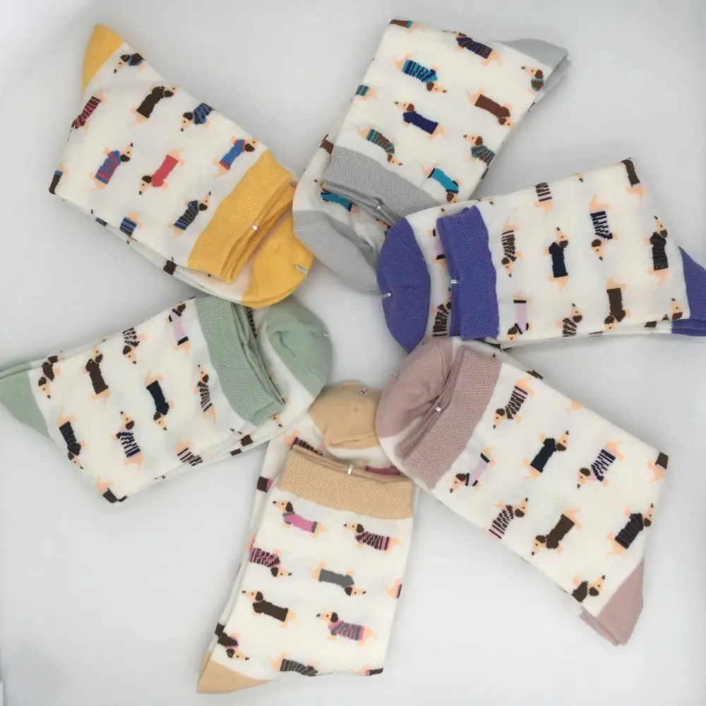 3 pairs Animal Women Socks Colorful Cute Sausage Dog Cotton Cartoon Couple lady Girl Spring Summer Socks Zoo