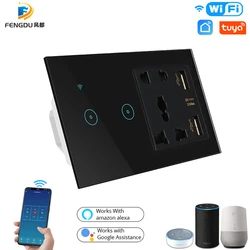 Smart Life APP Control EU/US/AU/UK Universal Electrical Socket Tuya Smart Switch WiFi Touch Remote Switch Light Google Home