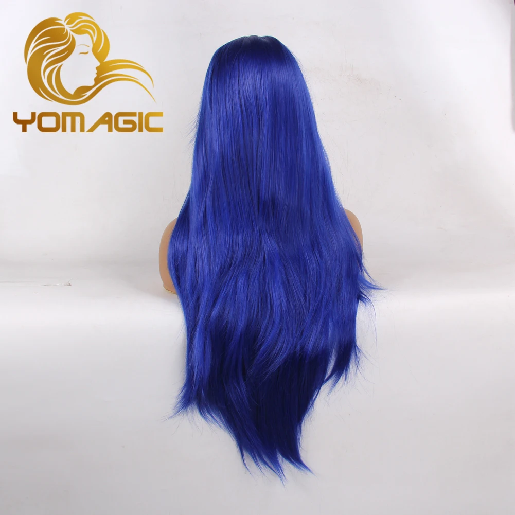 Full Machine Made Wigs Cap Synthetic Hair Wigs Long Straight Dark Blue Hair Wig Heat Resistant Fiber Hair Wigs For Women