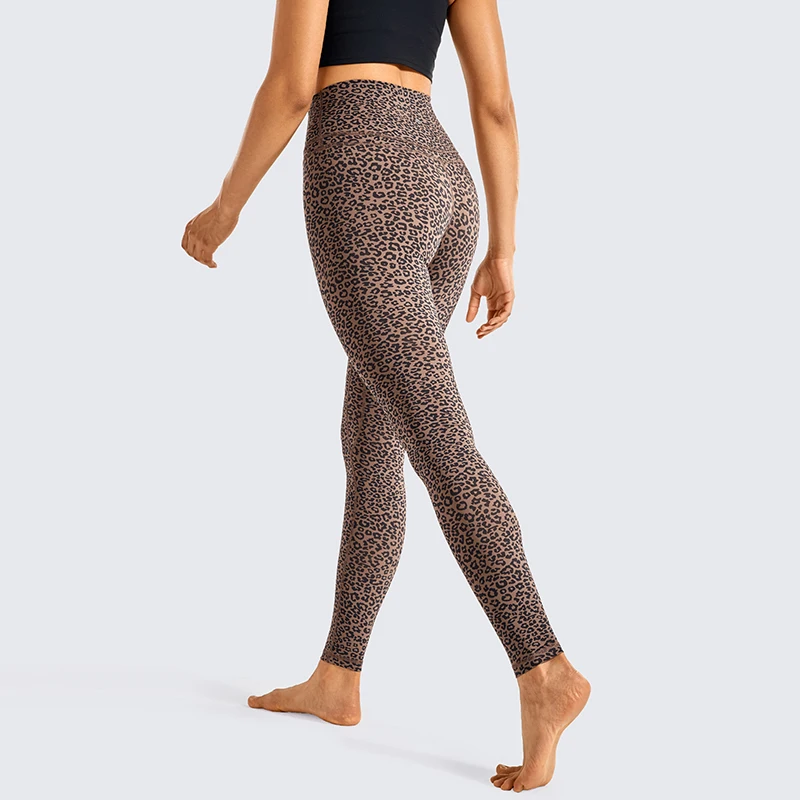 SYROKAN Leopard Print Leggings Sport Women Fitness High Waisted Yoga Pants Athletic Workout Naked Feeling Sportswear -28 Inches