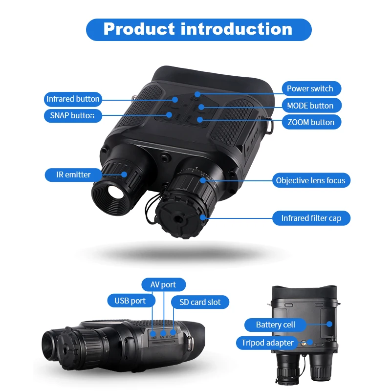 NV400B Digital Night Vision Device Binoculars 400M Telescope Zoom Optics with Screen Photos Video Recording Hunting Camera