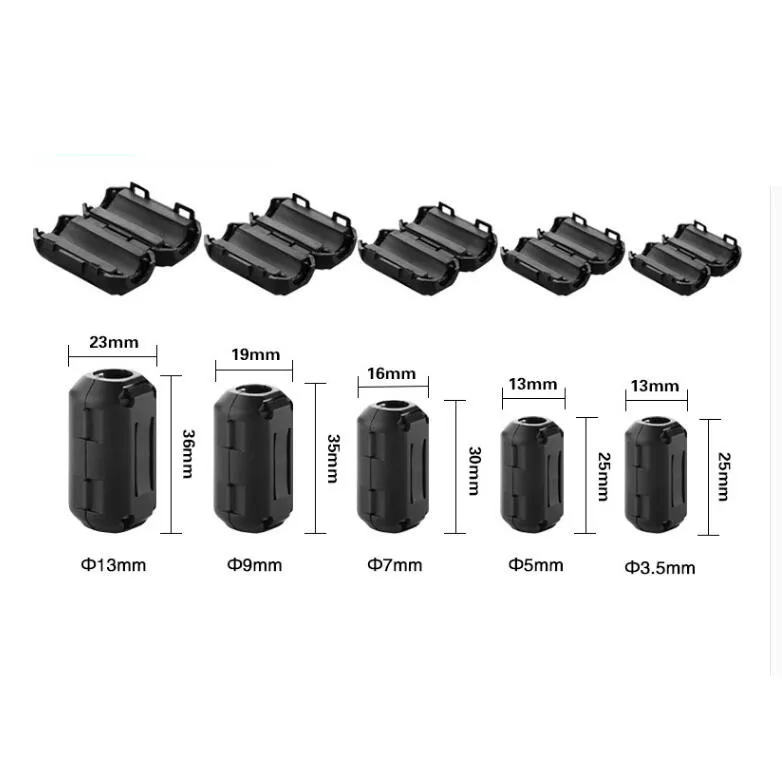 الفريت الأساسية الحبل الدائري الاختناق حبة RFI EMI الضوضاء القامع تصفية ل PowerUSB هوائي HDMI-متوافق السمعية 3.5/5/7/9/13 مللي متر
