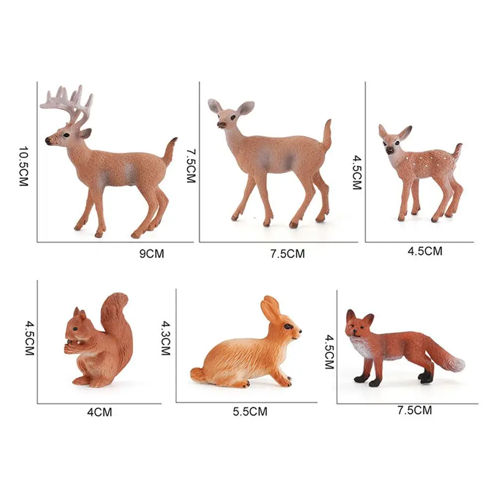 1Pc Artificial Mini Deer Rabbit Fox Family Animals Woodland Creatures Figurines Miniature Toys Cake Toppers Home Decoration