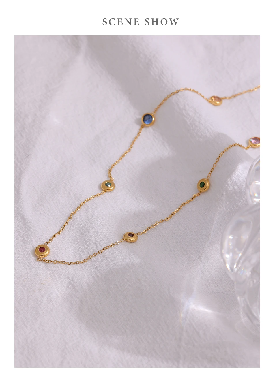 Yhpup 316L Edelstahl Kette Halskette Zarte Bunte Zirkonia Kragen Halskette Trendy Schmuck Bijoux Femme Party – Detail 9