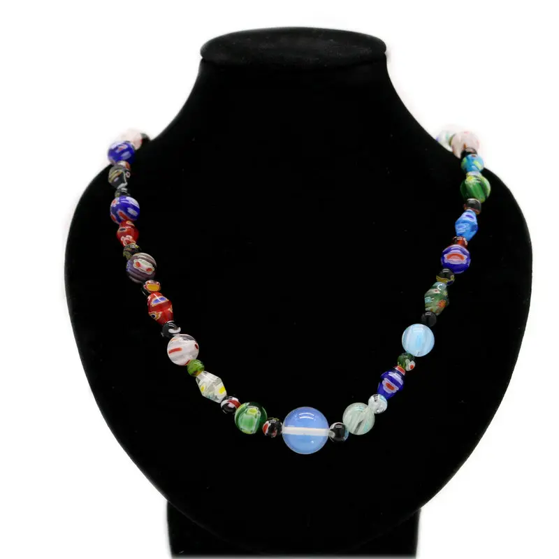 1PCS Handmade Murano Thousand Flowers Glazed Bead Necklace For Women Fashion DIY Personality Female Opal Jewelry