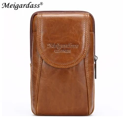 MEIGARDASS Men's Waist Pack Genuine Leather Hip Belt Bum Fanny Pack Male Cell/Mobile Phone Pouch Coin Purse Travel Waist Bag