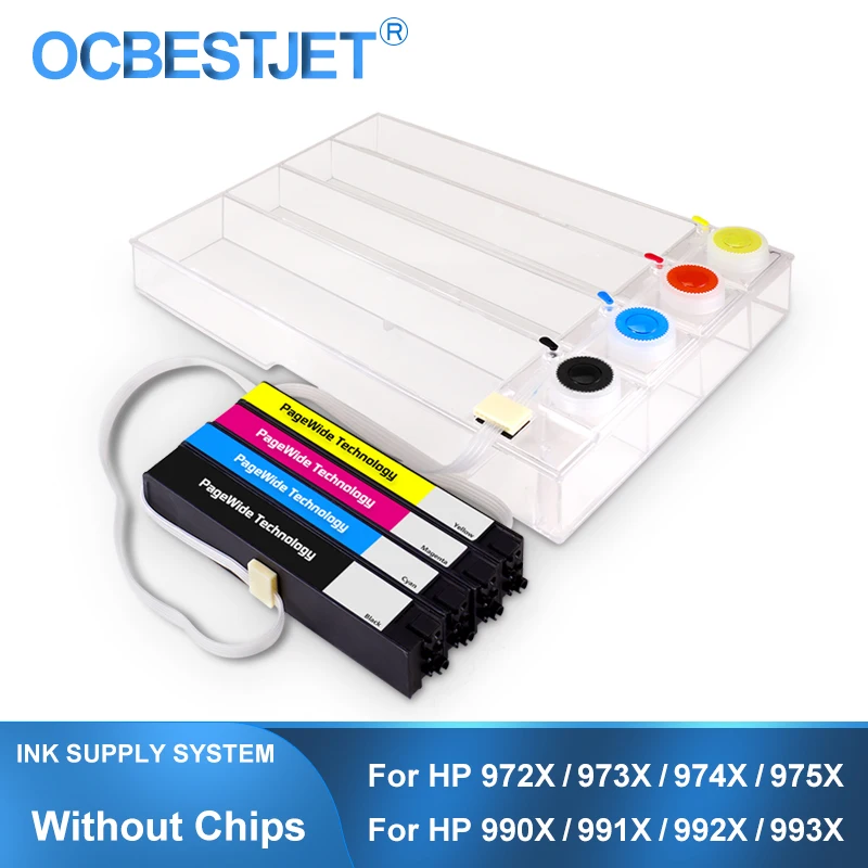 Ciss-sistema de Fornecimento de Tinta Contínua sem Chips para hp 972x 973x 974x 975x 972 973 974 975 990 991 990x 991x 992x 993x