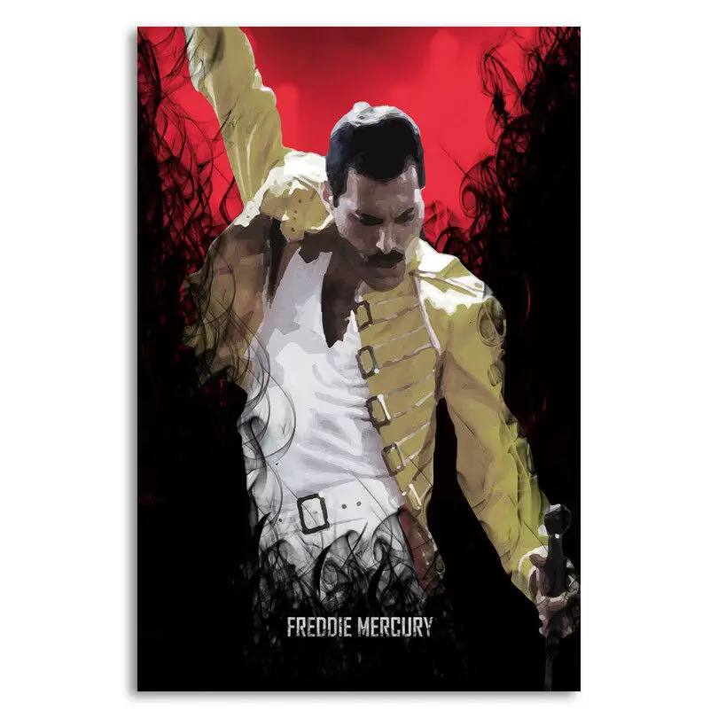 Hot Freddie Mercury Queen Musical Movie Bohemian Rhapsody 1 Silk Fabric Wall Poster Art Decor Sticker Bright