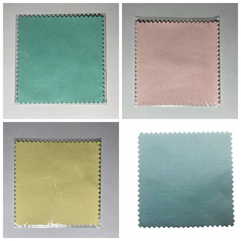 

200pcs 8*8cm Mixed Colors Silver Polishing Cleaning Wiping Cloth Opp Bags Individual Packing for Jewelry Suede Fabric Material