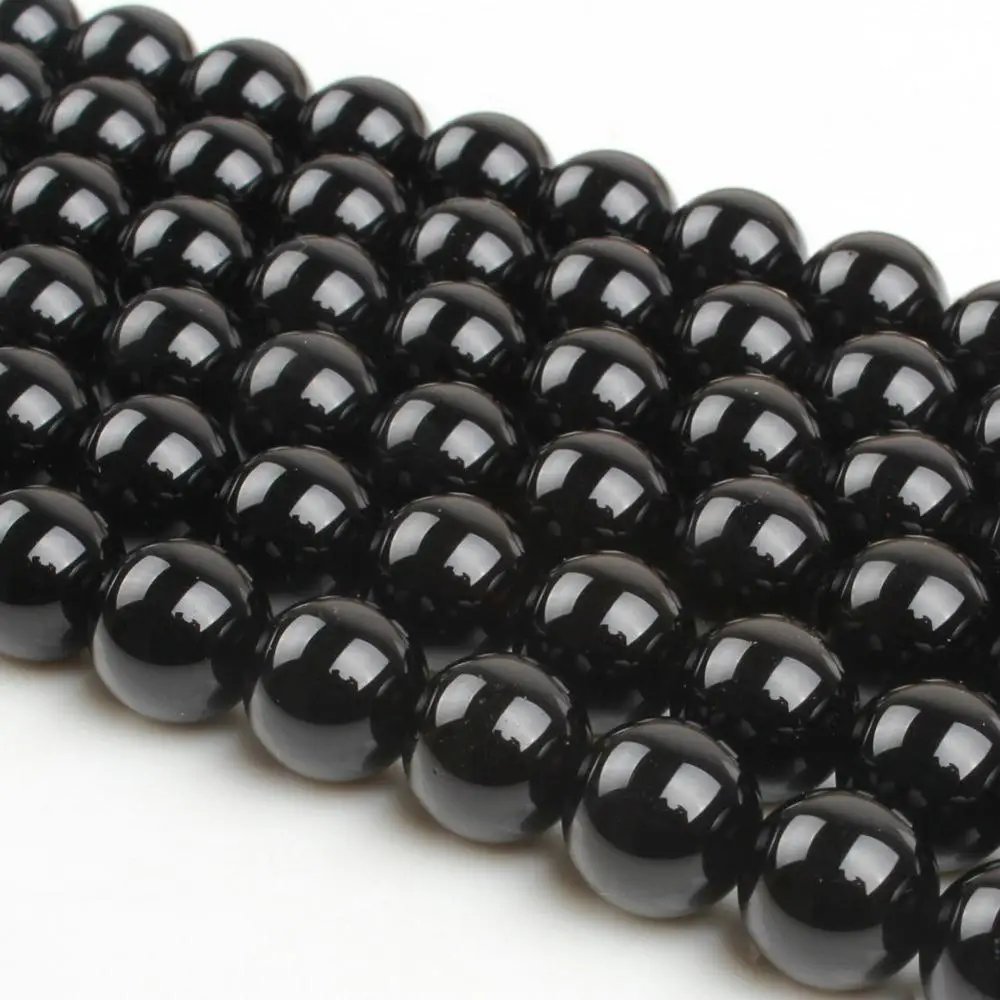 Natural Round Morion Black Crystal Gemstone Loose Beads 6 8 10 12mm For Necklace Bracelet DIY Jewelry Making 15inch Strand