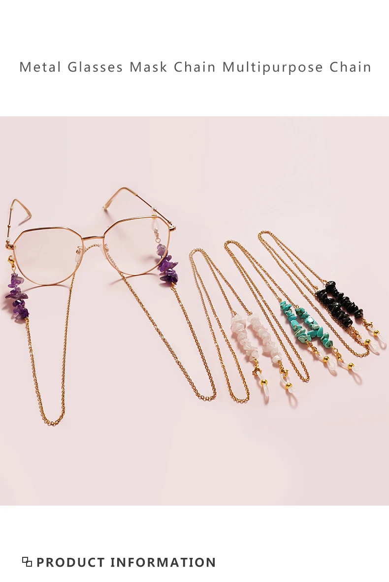 Mode Stein Perlen Kette Handgemachte Brillen Kette Für Lesebrille Schnur Sonnenbrille Strap Halter Hals Gesicht Maske Band – Detail 1