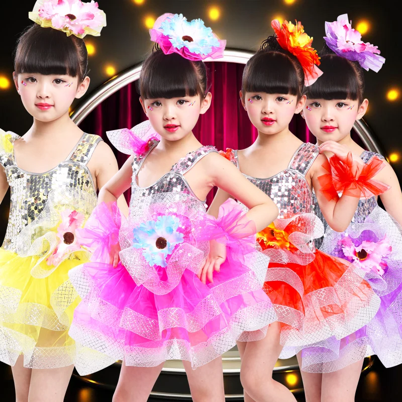 Ballet Costume Chorus Wear Sarong Dress Girl Princess Puff Ballet skirt Boy Costume Yellow Performance Costume