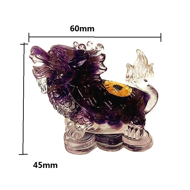 Natural Amethyst Dragon Turtle Gravel Stone Crystal and Resin Room Decor Rose Quartz Moonstone Labradorite Reiki Desk Decoration