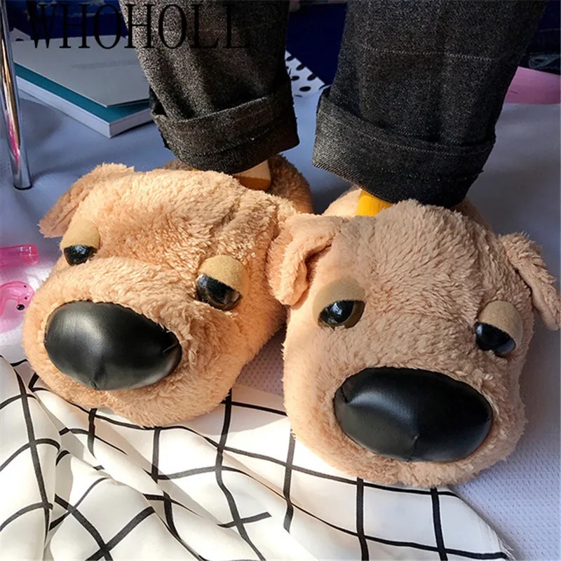 Funny Home Slippers Indoor Floor Shoes Cute Animal Dog Shoes Winter Thick Plush Slippers Shoes Lazy Dog Home Shoes Warm Furry