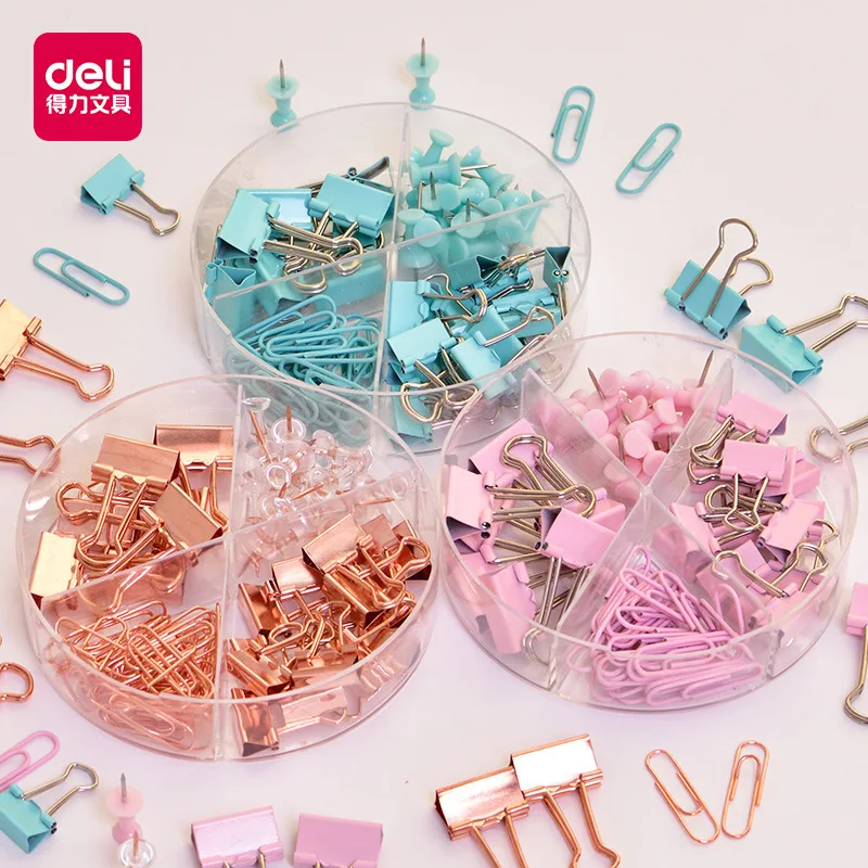 Rose Gold /Pink /Blue 72pcs/box Metal Paper Clip Multipurpose Thumbtacks Office Document Data Storage Sorting Long Tail Clips