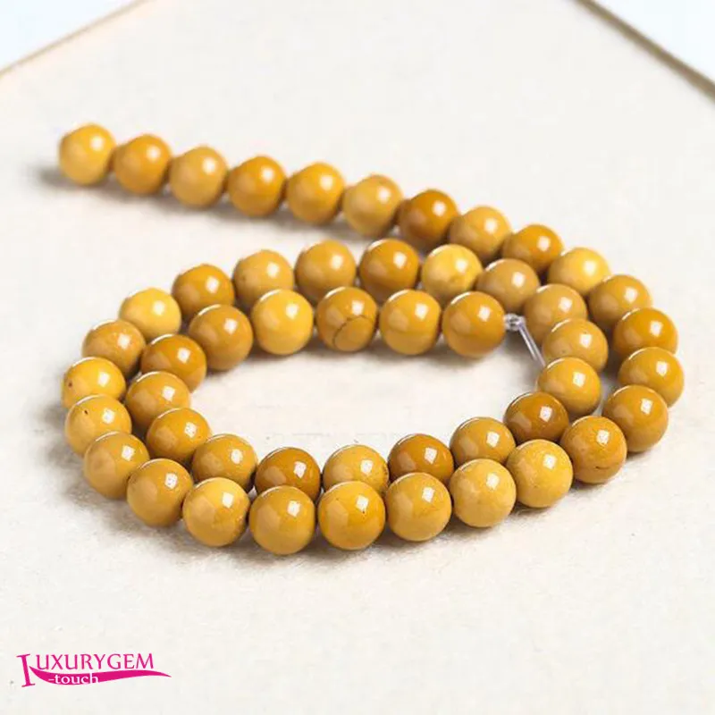 Natural Yellow Mookaite Stone Loose Beads 6/8/10mm Smooth Round Shape DIY Jewelry Accessories 38cm wk378