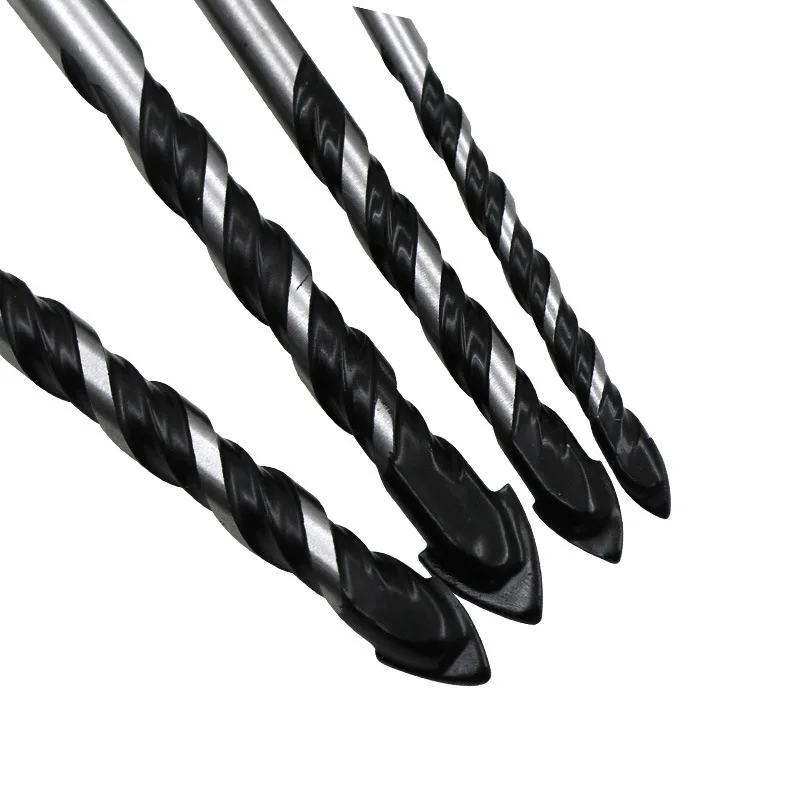 Tungstênio aço metal liga triângulo brocas, 3-12mm, preto cortador de unhas, abridor de furos, cerâmica, parede, vidro, concreto