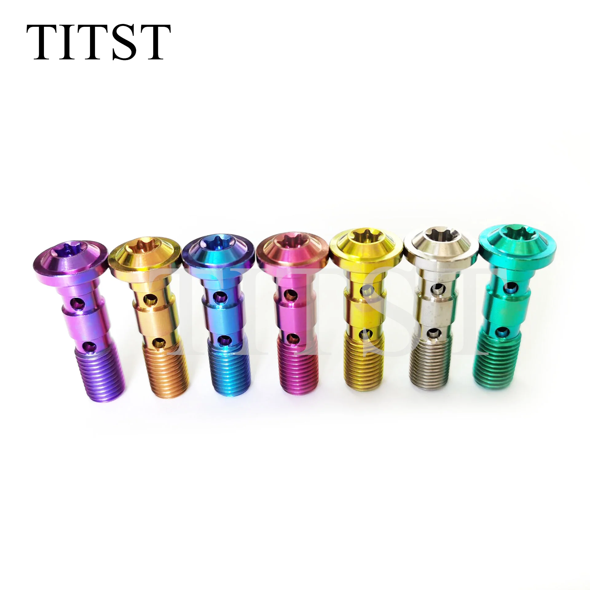 

TITST （2 Pieces Pack）Titanium Double Banjo Bolt Rear Brake Master Cylinder Race Spec M10x1.0/1.25 For Dual Brake Line