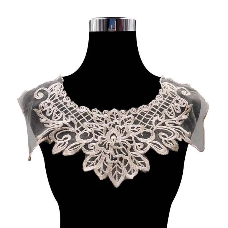 

20Pcs White Black Collar Venise Floral Embroidered Applique Mesh Tulle Lace Neckline Garment Accessory Scrapbooking